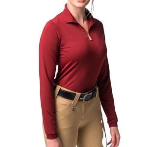 Chemises d'équitation de luxe haut de gamme pour femmes, manches longues ajustées, demi-zip, pour concours, sous-vêtement technique fabriqué en usine - Product Image 2