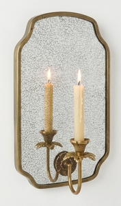 Brass <b>Wall</b> <b>Sconce</b> with Dual Candle Holders Vintage Style Mirror Frame Home Decor - Product Image 3