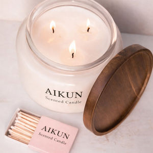 Vela Aromática de Lujo AIKUN en Frasco de Vidrio, Vela Perfumada de Tres Mechas para Decoración del Hogar, Spa, Regalo, Venta al Por Mayor - Product Image 2