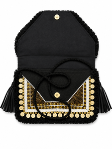 Sac à bandoulière bohème de luxe fait main, durable, avec fermeture éclair, garniture à franges, broderie ethnique, sac à main bandoulière tendance pour festival - Product Image 4