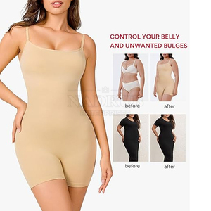 Women One Piece Shapewear Square Neck <b>Tummy</b> <b>Control</b> Shorts Bodysuit Solid Color Seamless Knitted Spandex Nylon - Product Image 5