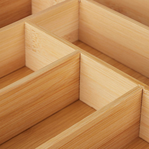 Plateau de rangement de cuisine multifonction en bambou, porte-couverts à plusieurs compartiments, séparateur de tiroir en bois naturel pour la maison et le bureau - Product Image 2