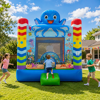 Château gonflable commercial sur le thème de l'océan avec design pieuvre, pour enfants, intérieur/extérieur, avec jeux interactifs