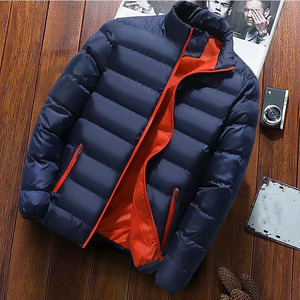 Crimson <b>Red</b> Royal Blue Navy Black Custom Men Puffer <b>Jacket</b> Stand Collar Quilted Winter Coat OEM Lightweight Warm Outerwear - Product Image 2