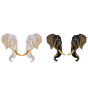 Aluminum Main <b>Door</b> Elephant Head Design Pull Handle Pair <b>Matt</b> <b>Black</b> Gold White Gold Carved Animal Motif Entrance Hardware - Product Image 4