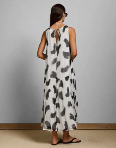 Women's Black Chiffon Polka Dot Maxi Slip Dress Lace Trim V-Neck Thin-Strap Backless Evening Gown Natural Waistline Breathable - Product Image 2