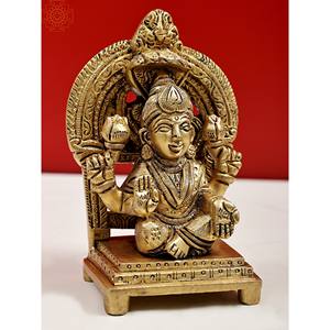 Petite sculpture de Lakshmi à quatre bras de 4 pouces faite à la main en Abhaya Mudra - Product Image 2