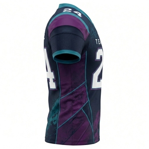 เสื้อฟุตบอลอเมริกันแบบขายส่งสั่งทำพิเศษ พิมพ์ลายแบบ Sublimation ผ้าโพลีเอสเตอร์ตาข่าย 100% แขนสั้น สกรีนชื่อทีมและหมายเลขได้ตามต้องการ สำหรับทุกเพศ - Product Image 3
