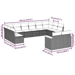 Black And Cream Garden <b>Sofa</b> <b>Set</b> With Cushions Outdoor Furniture Contemporary Design UV Resistant PE Rattan Waterproof - Product Image 3