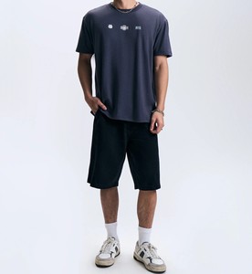 Camiseta de Verano 2026 para Hombre, Cuello Mao Lavado, Sarga, Ajuste Holgado, Estilo Casual Transfronterizo, Manga Corta, Color Liso, 120g - Product Image 6