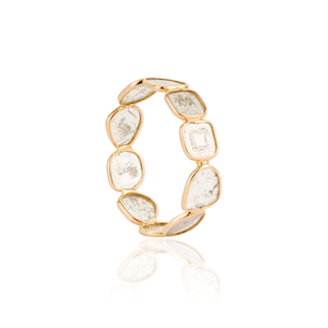 Anillo de Eternidad Completo Apilable con Diamantes Polki de Forma Irregular, Diseño Elegante y Delicado, Oro Amarillo K18, Joyería Minimalista - Product Image 5