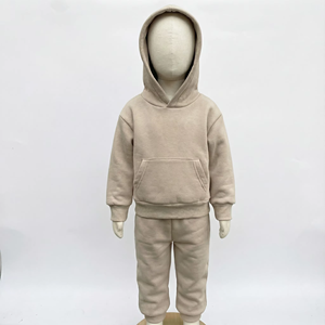 Wholesale Customize Simple Kids Tracksuits Sets Breathable Winter Plus Size Two Piece Hooded Solid High Quality - Product Image 2