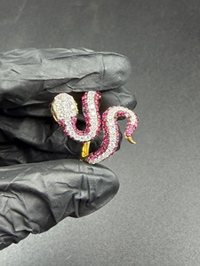 Anillo de cóctel de plata 925 chapado en oro amarillo con diseño de serpiente, con rubí y moissanita, anillo de diamante con forma de animal con claridad VVS - Product Image 3