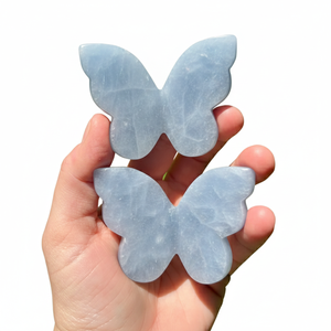 Vente en gros d'ailes de papillon 3D en angelite naturelle, sculpture sur cristal, pierre énergétique, spécimen minéral de guérison, décoration pour la maison et le bureau - Product Image 2