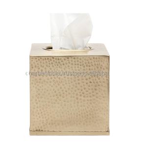 Boîte à mouchoirs en laiton Antique, martelée, Antique - Product Image 1