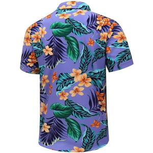 Camisa Hawaiana Personalizada con Estampado Floral para Hombre, Camisa Hawaiana Informal con Estampado de Flores Púrpuras - Product Image 2