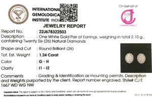 Fabricante Confiable de Alibaba, Pendientes de Diamantes Blancos de 1.24CTW con Halo, Pendientes de Oro Blanco Sólido de 14K, Joyería para Bodas - Product Image 6