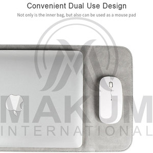 Gray PU Leather <b>Laptop</b> <b>Sleeve</b> with Flap Closure and Inner Pocket for Portable Protection - Product Image 6