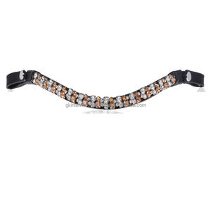 Banda Frontal para Caballo Ecuestre de Cuero Genuino 100% Hecha a Mano de Alta Calidad, Cristales, Pedrería, Logotipo Personalizado, Banda Frontal para Brida - Product Image 1