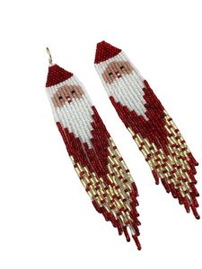 ต่างหูปักลูกปัดทำมือ ประดับด้วยเม็ดข้าวสาร งานฝีมือพิเศษจากอินเดีย - Product Image 6