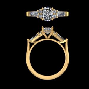 Oval Diamond Engagement Ring 1.56 Carat 18k Yellow Gold Baguette Side Stone Cluster Wedding Band Luxury Bridal Fine Jewelry <b>Gift</b> - Product Image 1