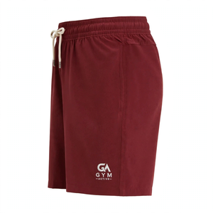 Shorts de bain pour hommes GYM ACTIVE, broderie, poches, style sportif vintage, tissu en toile tissée 100% coton, taille mi-haute, fermeture éclair - Product Image 5