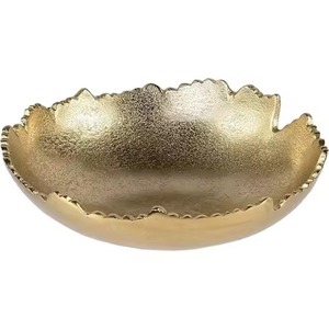 Objet décoratif, plat de service en métal, artisanat, bol à salade de fruits de luxe, vaisselle, bols, présentoir à bonbons et chocolats, bol rond de luxe - Product Image 1
