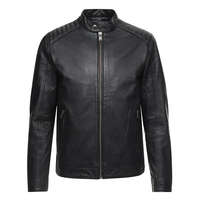 Blouson moto homme noir en cuir véritable, coupe ajustée, Zipro Industries 2026, qualité supérieure, fermeture éclair, col montant, pour l'automne