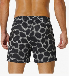 <b>Men</b> Leopard Print Board Shorts Mid Waist Drawstring Quick Dry Swim <b>Trunks</b> with Pockets Casual Style - Product Image 2