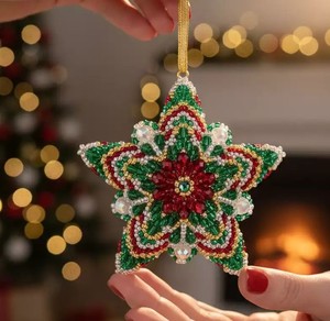 2026Latest Handcrafted Seed Beaded <b>Star</b> Christmas Ornament For Festive DIY Decor Artistic Holiday Luxury Christmas <b>Hanging</b> Decor - Product Image 3