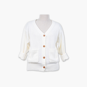 100% Acrylic Anti-Wrinkle Women Vietnam Pocket Full Casual <b>Cardigan</b> Cable Knit <b>Cardigan</b> 4 button V-neck Solid color CRAZIGOODS - Product Image 6