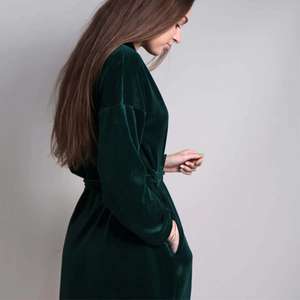 Women's Vintage Terry <b>Bathrobe</b> <b>Hood</b> | Ultra Soft Warm Plush Robe Belt Pockets | Winter Homewear Loungewear Gown Elastic Waist - Product Image 2