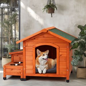 Cuccia Rettangolare per Animali Domestici 88x106x77cm per Esterni e Interni con Ciotola per Cibo e Contenitore Portaoggetti - Product Image 5