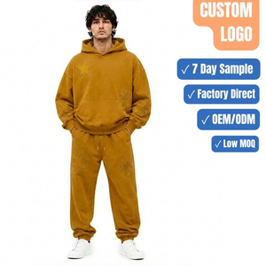 Ensemble de survêtement en molleton épais pour homme, veste à capuche entièrement zippée, logo personnalisé, service OEM, faible MOQ - Product Image 1
