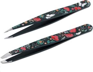 Pince à épiler professionnelle UBI à pointe oblique, embouts hybrides de précision, acier à haute teneur en carbone, 11,5 cm, pour la mise en forme des sourcils et les poils incarnés - Product Image 4