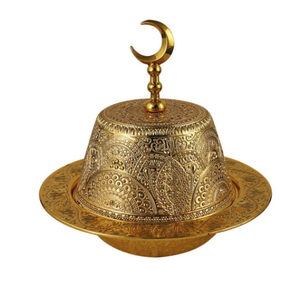 Bol à dattes de style arabe au design vintage Ramadan, finition argentée, en aluminium, pour les traiteurs et les cantines - Product Image 3