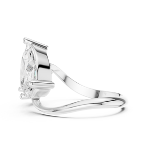 Anillo de compromiso solitario de plata 925 con diamante talla pera, anillo de joyería clásico de moissanita para mujer - Product Image 1