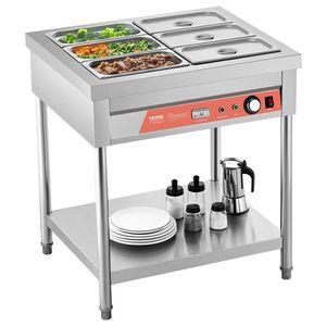 Scaldavivande Elettrico Commerciale a 6 Vasche 1500W, Tavolo Riscaldante Professionale per Buffet e Catering, Attrezzatura Sottopensile per Mantenimento Calore 6 X Vasche - Product Image 1