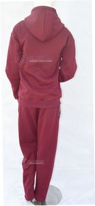 Survêtement deux pièces bordeaux pour femme, coupe classique, en tissu peigné, écologique, collection automne, étiquette personnalisée, commande en gros - Product Image 4