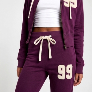Conjunto Deportivo de Dos Piezas para Mujer de Alta Calidad, Sudadera con Cremallera, Forro Polar Ligero de Algodón, Ropa Urbana de 280g, Casual, Resistente al Viento, con Bolsillos Laterales - Product Image 4