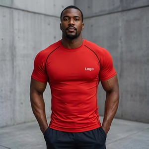 Factory Direct Custom Logo Wholesale Low MOQ Mens Breathable Activewear Sportswear Running Fitness Soft Touch Elastic <b>Tshirt</b> - Product Image 1