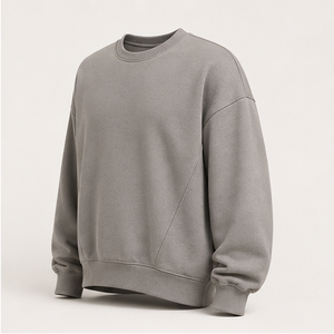 Sudadera Personalizada para Hombre, Cuello Redondo, Estilo Relajado, Color Gris Cálido, Tejido Suave, Mezcla de Modal y Felpa, MCRW-0036 - Product Image 4
