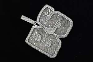 Bijoux de mode Dvars, pendentif lettre personnalisé en argent 925 plaqué or de luxe, style hip-hop, serti de diamants, nom personnalisé en moissanite - Product Image 4