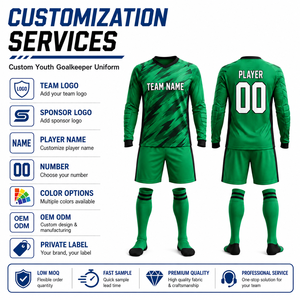 Custom Youth Goalkeeper Uniform Set Wholesale Kids Soccer Goalie Jersey Shorts <b>Socks</b> OEM ODM Manufacturer - Product Image 3