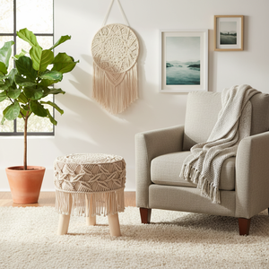 Puf Otomano Redondo Hecho a Mano, Moderno, de Lujo, para Interiores, para Sala de Estar, Mueble para el Hogar, Reposapiés para Dormitorio - Product Image 5
