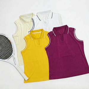 Women's Sleeveless UPF 50+ Quick Dry Light Golf <b>Polo</b> Shirts Collared V-Neck Tennis Tank Tops Breathable with Front Logo - Product Image 1