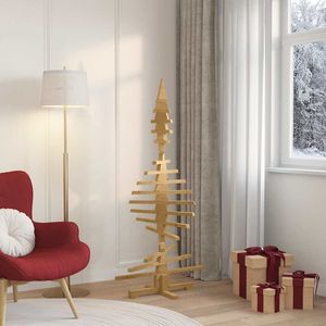 Sapin de Noël en bois de pin massif avec support, 59,06 pouces, brun, sapin de Noël en bois artisanal - Product Image 4