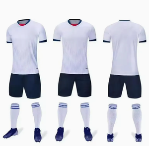 Men's Soccer Jersey Set White Navy Blue Sublimated Short Sleeve Moisture Wicking <b>Athletic</b> Fit All Seasons - Product Image 1