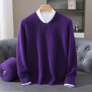Mink Cashmere Sweater V-neck Pullover Knit Bottoming <b>Shirt</b> Autumn And Winter New Long-Sleeve High-End Mink Tops - Product Image 3