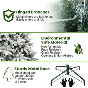 Albero di Natale Artificiale Floccato in PE e PVC da 180 cm con 1100 Punte di Rami e Supporto in Metallo - Product Image 6